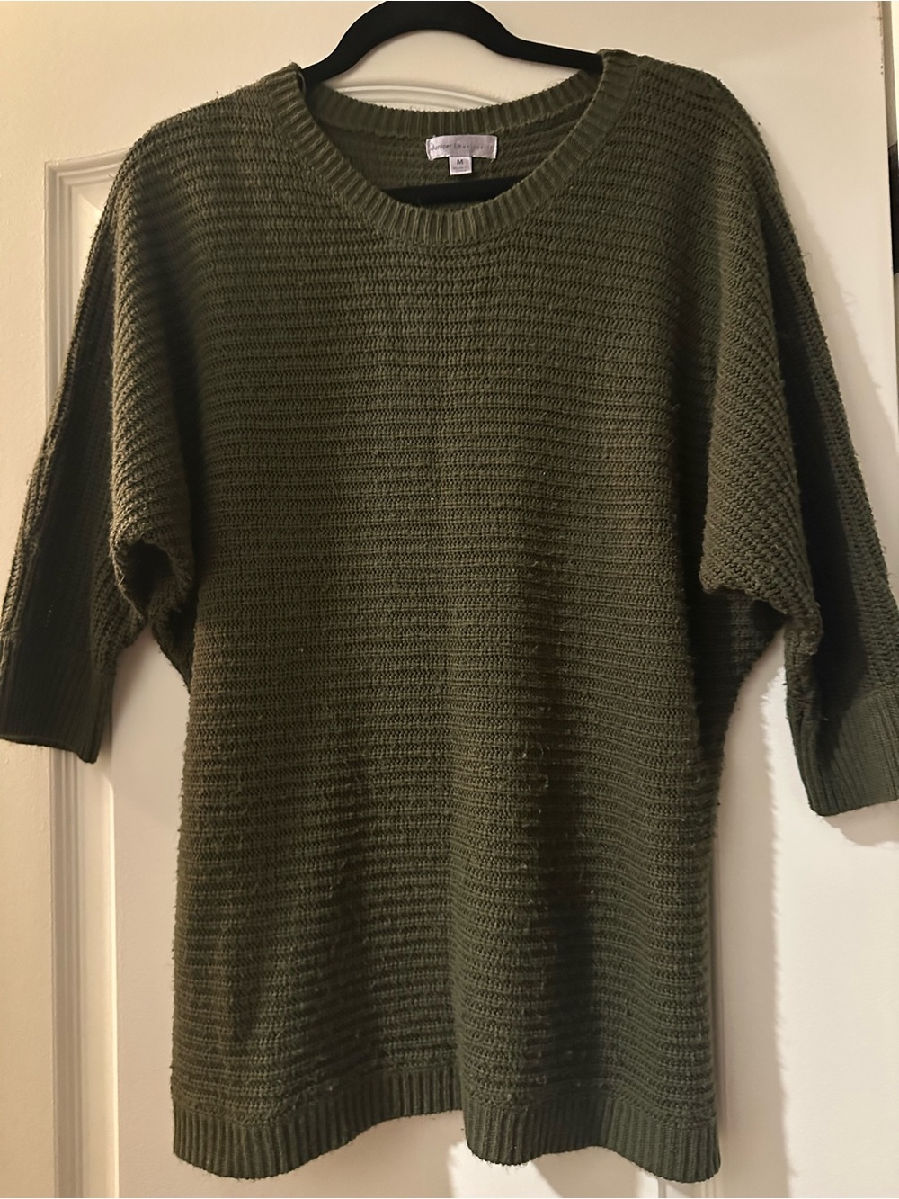 Olive Green Women's Knit Sweater - Crewneck